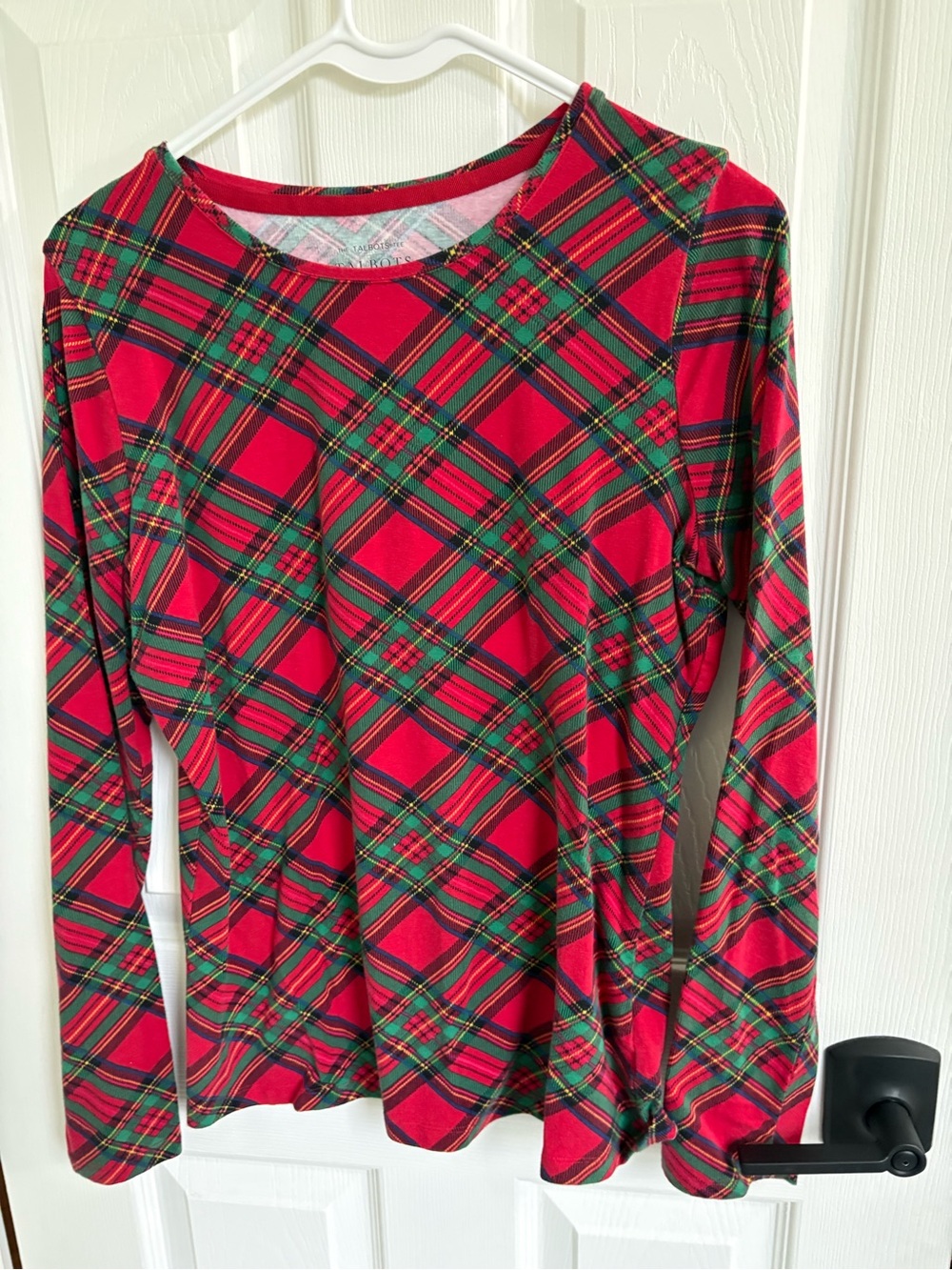Talbots Red and Green Plaid Long-Sleeve Tee